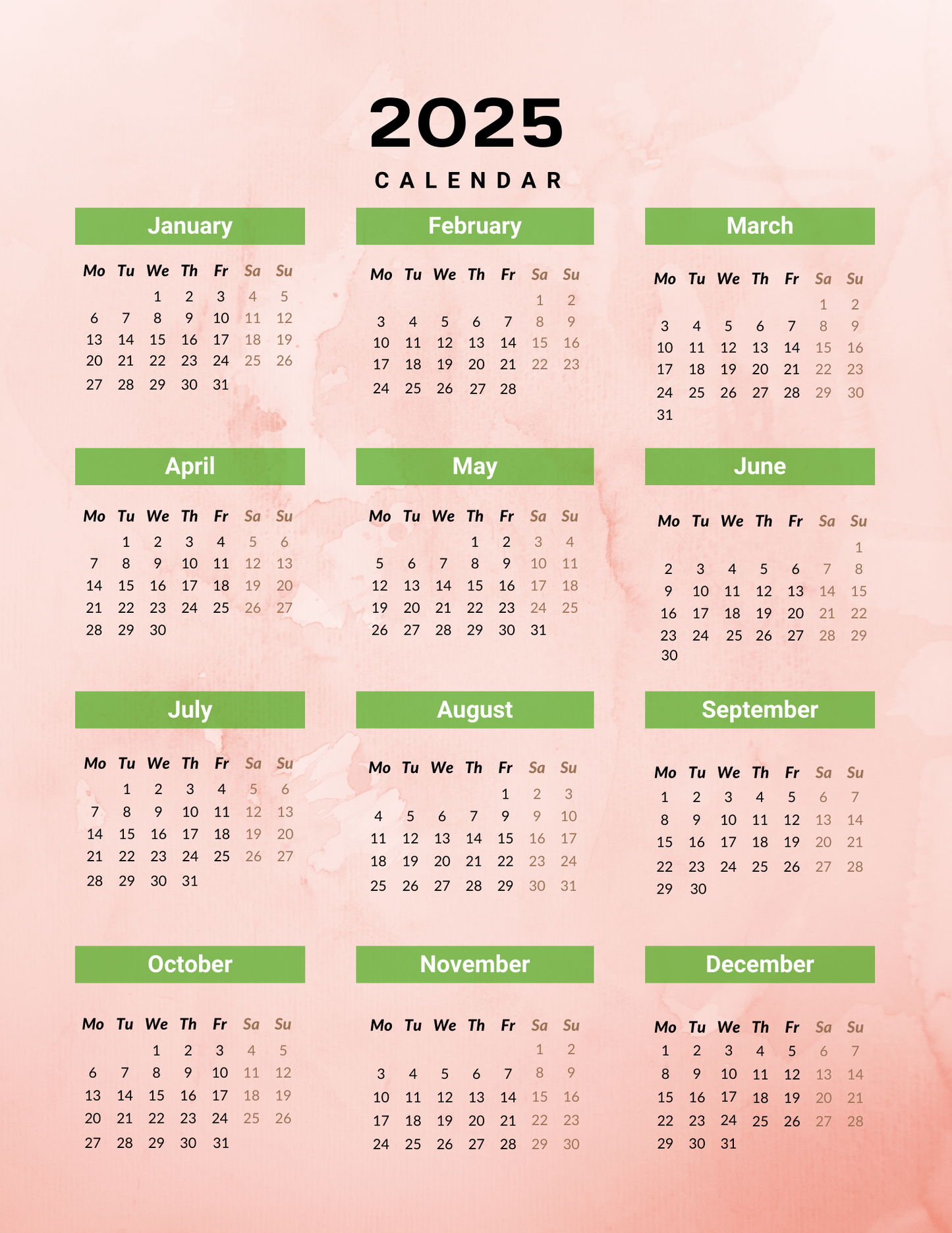 Digital Monthly Planner 2024-2025
