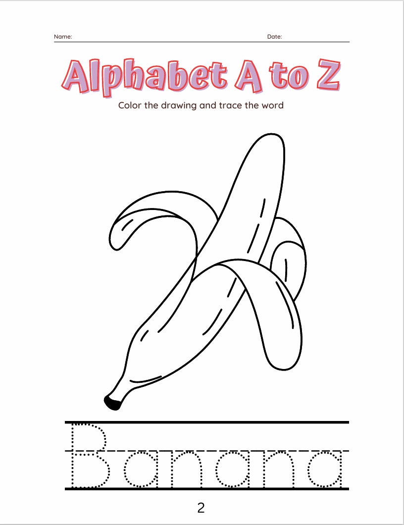 26 Pages Kids Coloring and Word Tracing Book