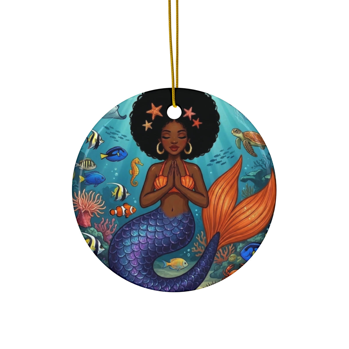 Mermaid Meditation Ceramic Ornament