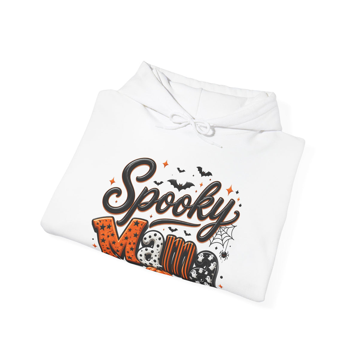 Spooky Mama Hoodie — Halloween Pumpkin & Bat Graphic Sweatshirt