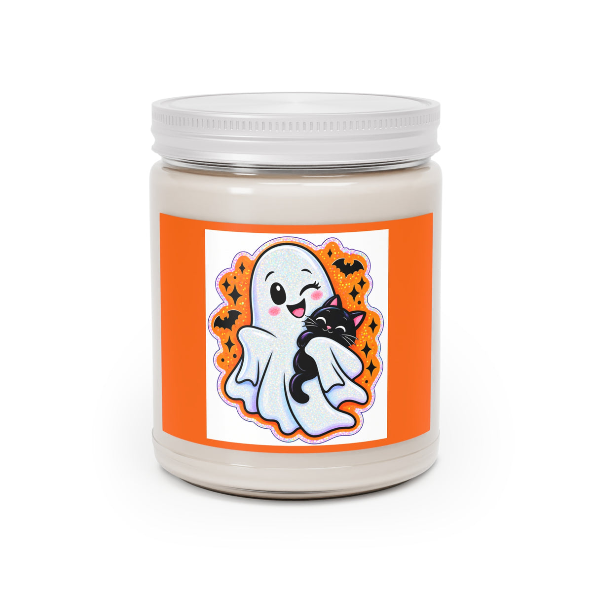 Halloween Ghost & Black Cat Scented Soy Candle — 9oz Jar