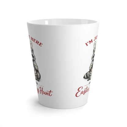 Easter Latte Mug — "I'm Just Here for the Easter Egg Hunt" Raccoon Coffee Cup