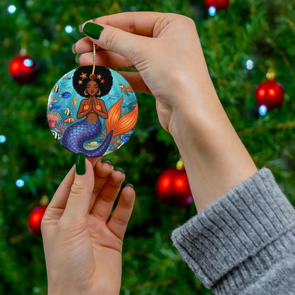Mermaid Meditation Ceramic Ornament