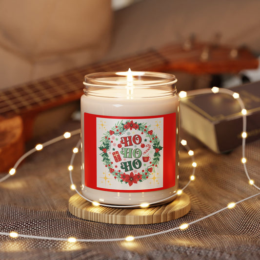 Holiday Ho Ho Ho Scented Soy Candle — 9oz Christmas Wreath Candle