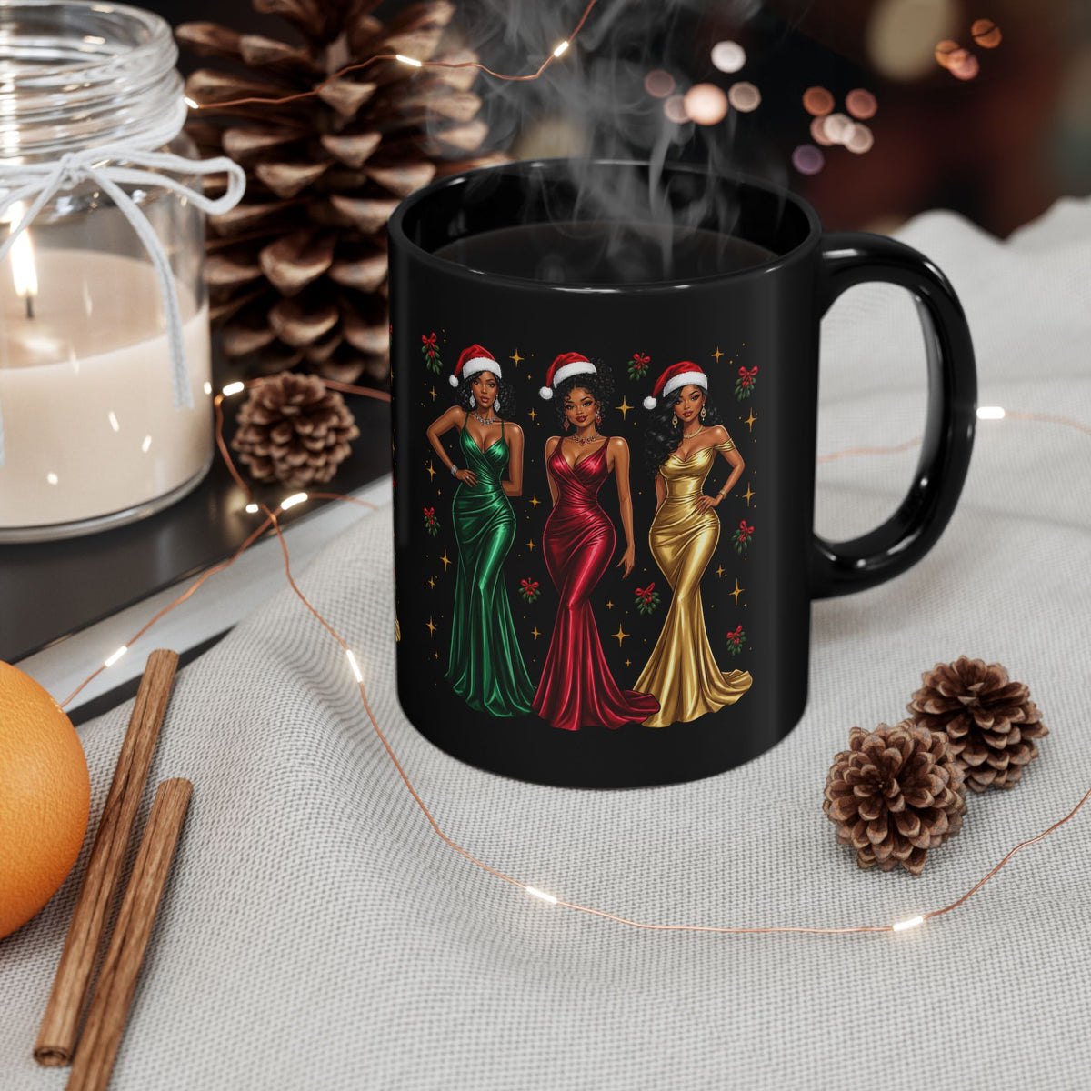 Black Christmas Glamour Fashionista Mug