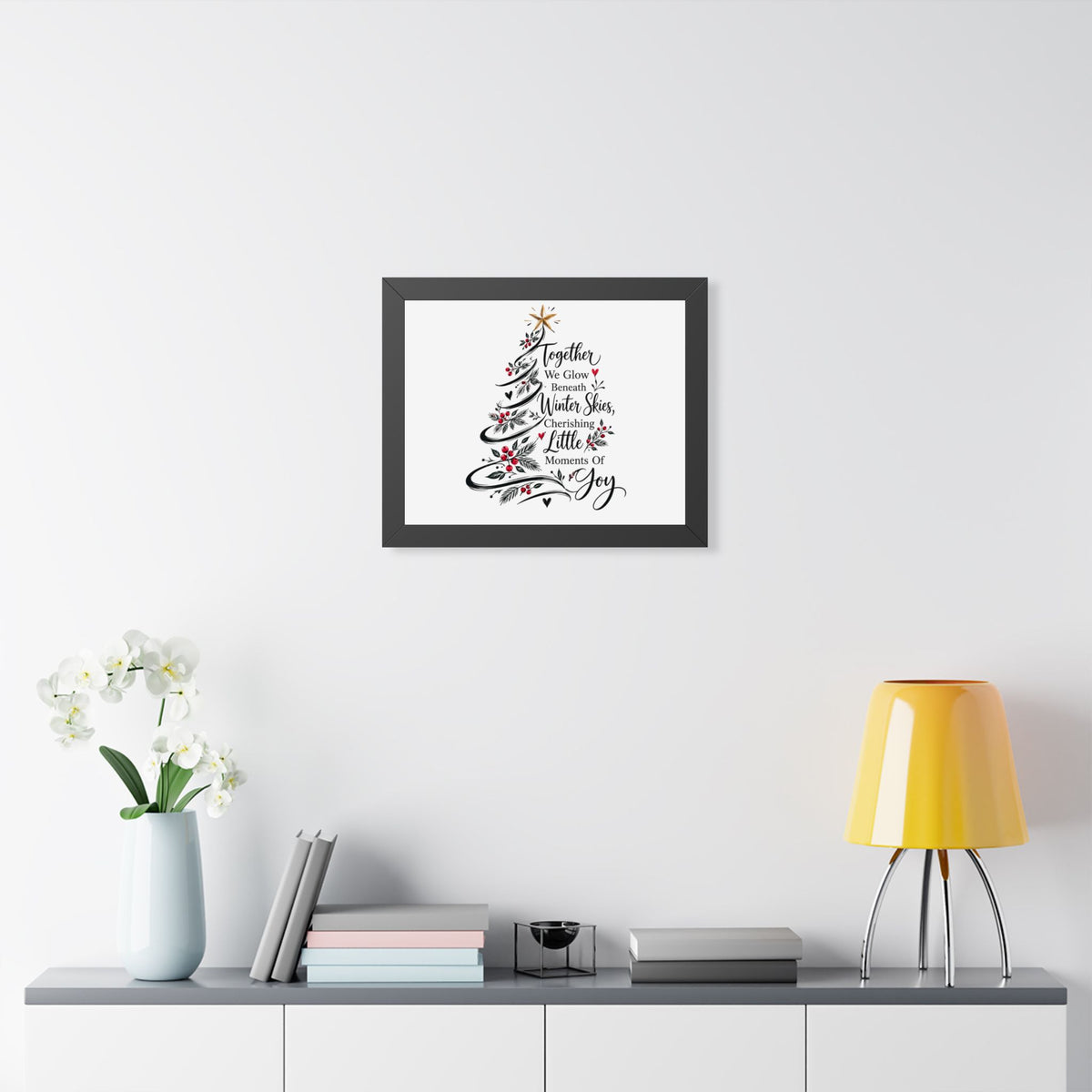 Christmas Tree Wall Art Poster - "Together We Glow Beneath Winter Skies, Cherishing Little Moments Of Joy"