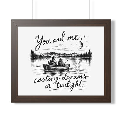 Framed Poster — “You and Me, Casting Dreams at Twilight” Lake Fishing Wall Art