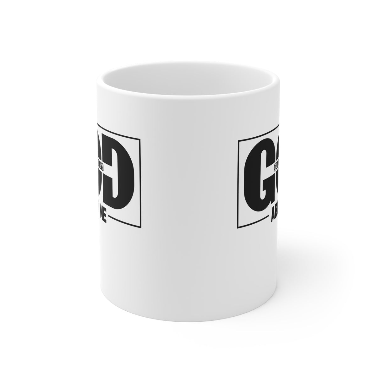 Ceramic Mug — "God Don't Play About Me" Bold Black Faith Coffee Cup