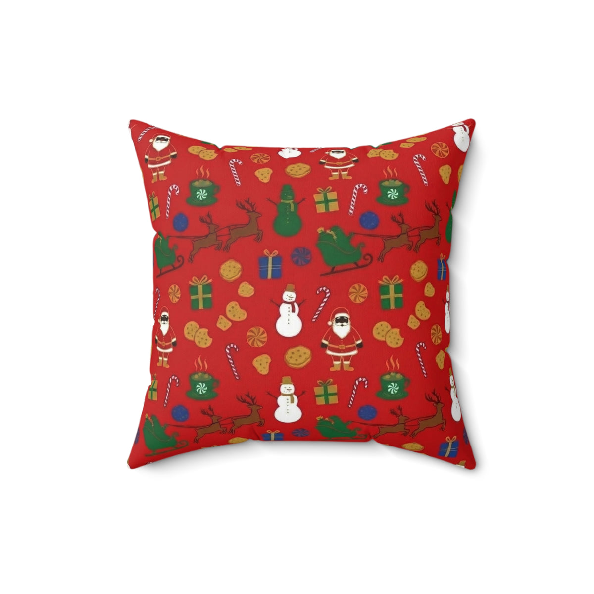 Christmas Reindeer & Santa Square Pillow