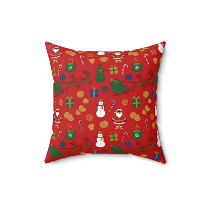 Christmas Reindeer & Santa Square Pillow