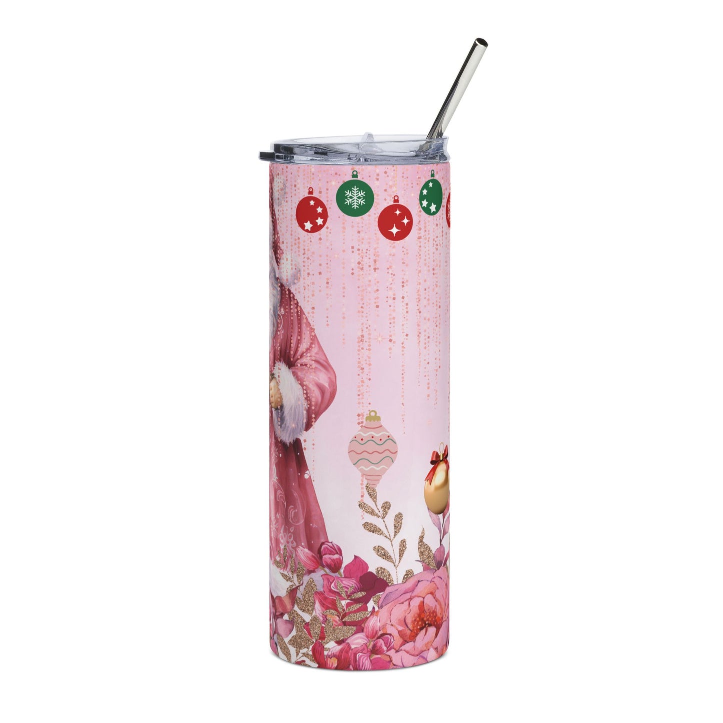 Pink Vintage Santa 20oz Stainless Tumbler