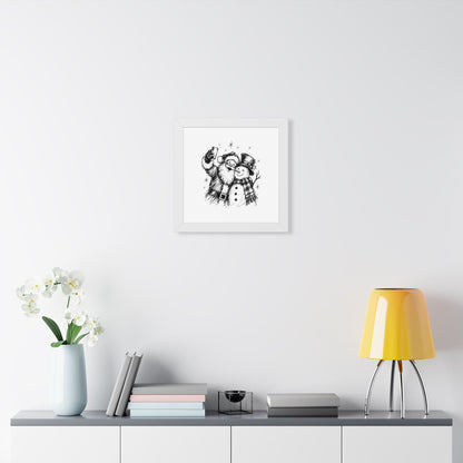 Framed Poster — Santa and Snowman Selfie Holiday Wall Art