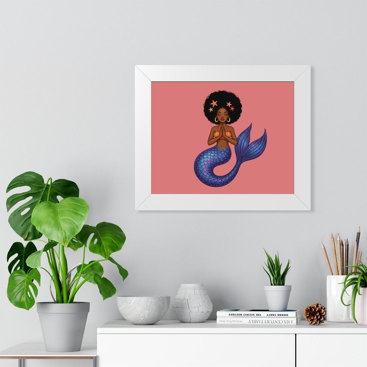 Framed Mermaid Meditation Poster