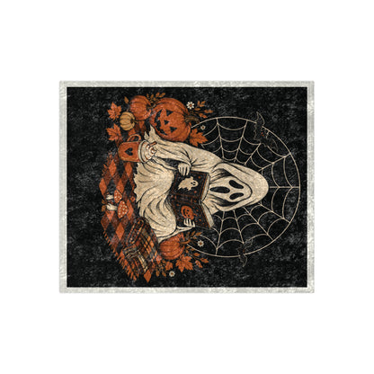 Halloween Ghost Reading Crushed Velvet Blanket