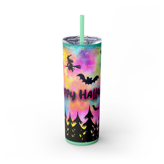 Halloween Witch with Bats 20oz Skinny Tumbler