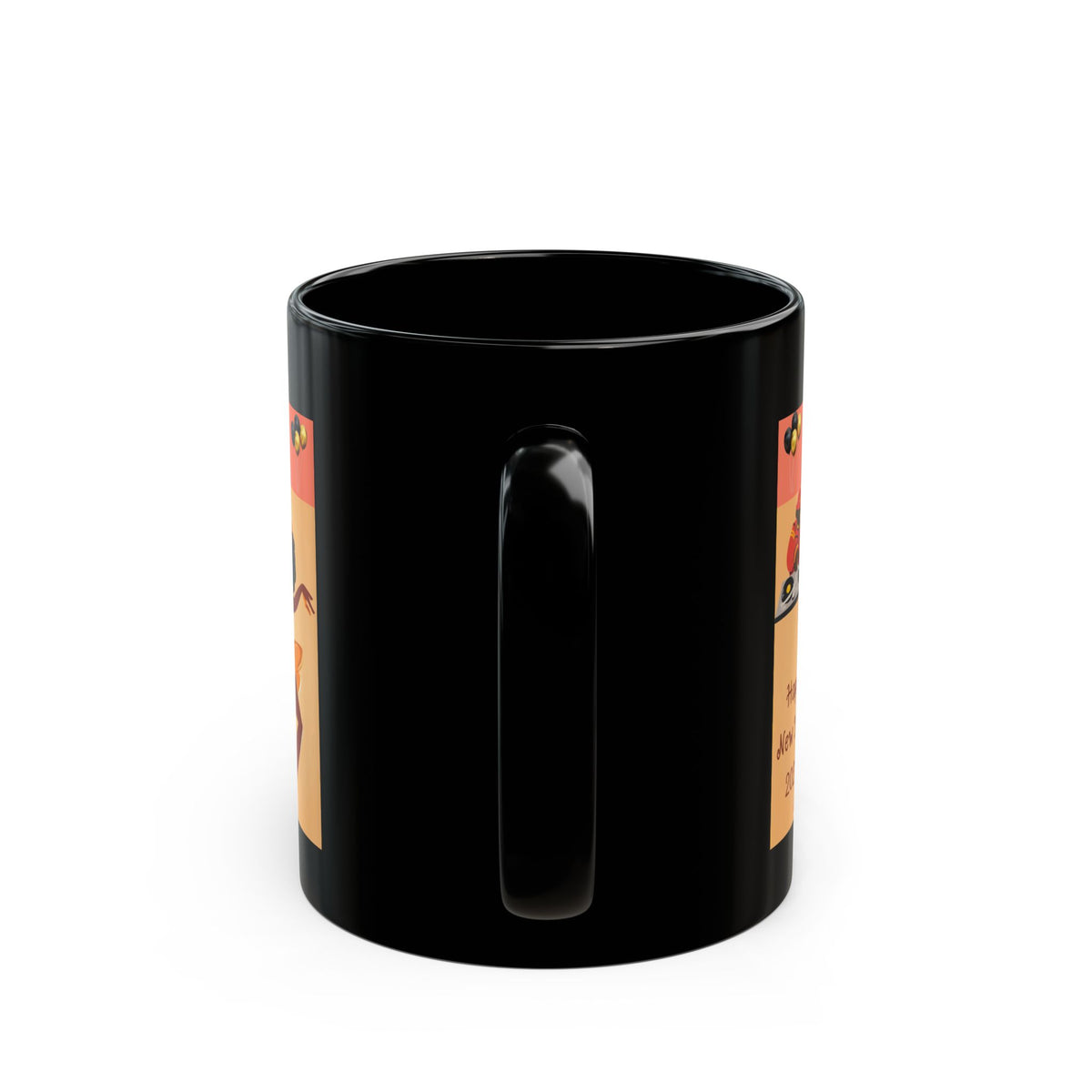 Happy New Year 2027 Black Mug – Festive Celebration Dance Design