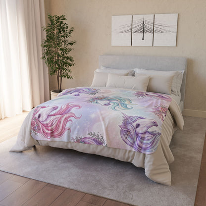 Magical Pastel Unicorn Fleece Sherpa Blanket