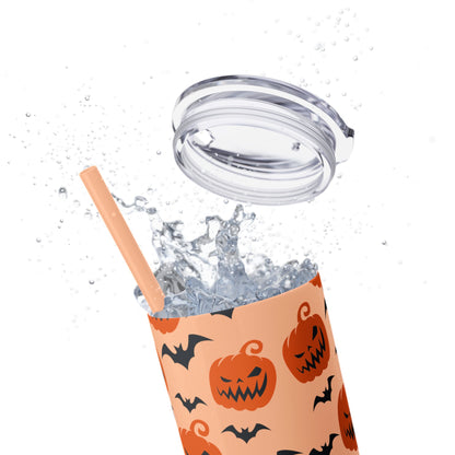 Pumpkins Bats Animal Print Skinny Tumbler