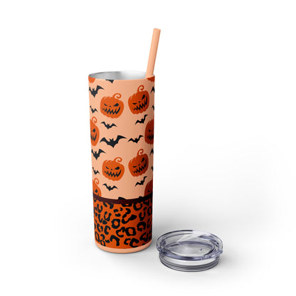 Pumpkins Bats Animal Print Skinny Tumbler