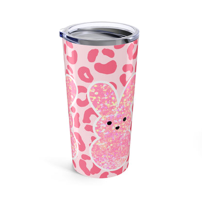 Cute Pink Glitter Bunny Tumbler - 20oz Insulated Drink Cup for Easter & Spring Celebrations