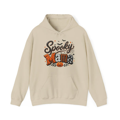 Spooky Mama Hoodie — Halloween Pumpkin & Bat Graphic Sweatshirt