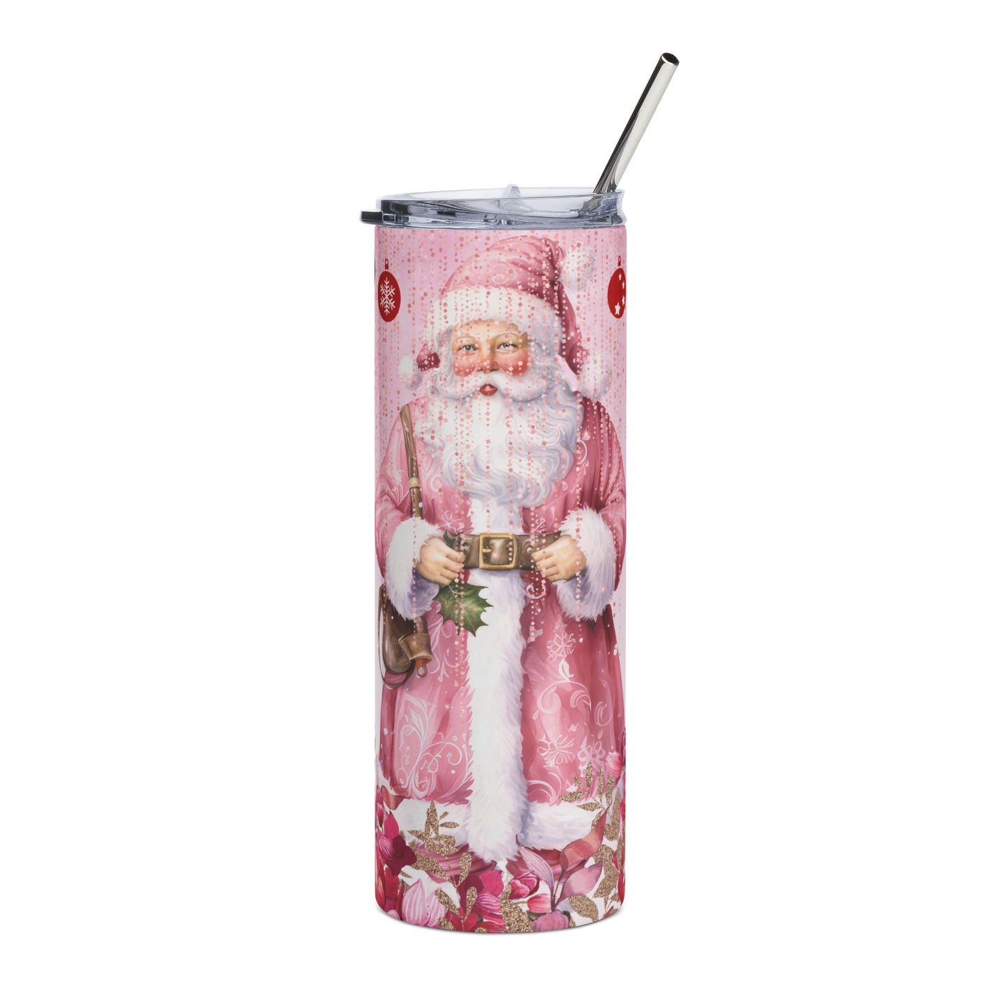 Pink Vintage Santa 20oz Stainless Tumbler