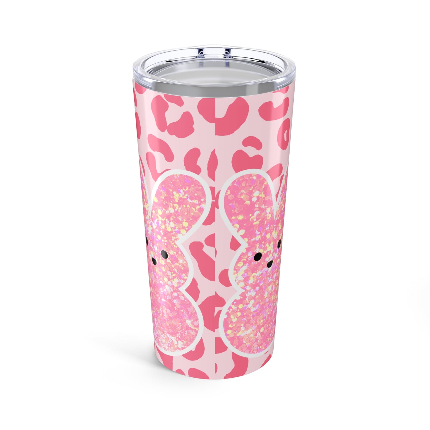 Cute Pink Glitter Bunny Tumbler - 20oz Insulated Drink Cup for Easter & Spring Celebrations