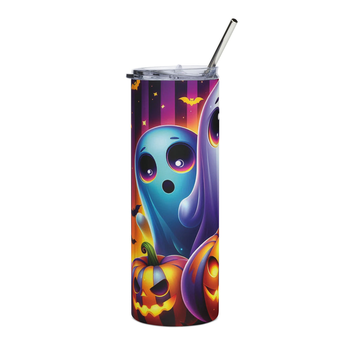 Halloween Ghost & Jack-O'-Lantern 20oz Skinny Stainless Steel Tumbler
