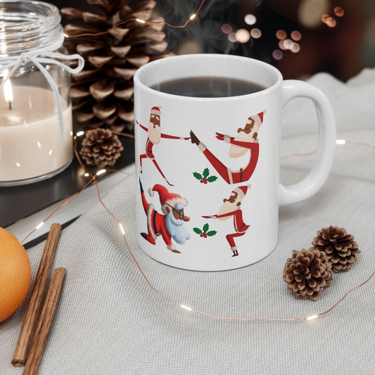 Black Santa Yoga Ceramic Mug