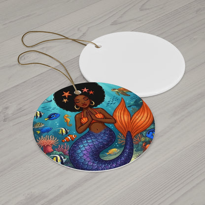 Mermaid Meditation Ceramic Ornament