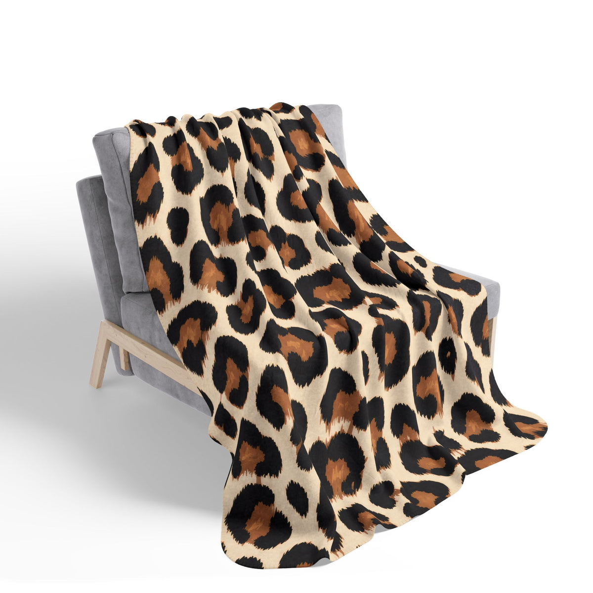 Leopard Print Fleece Sherpa Blanket
