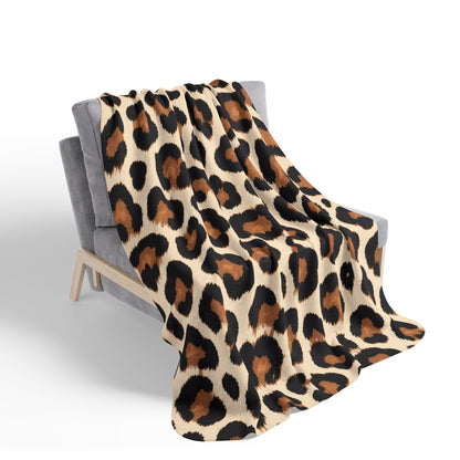 Leopard Print Fleece Sherpa Blanket