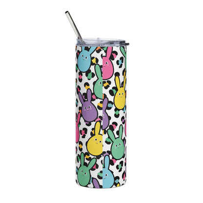 20oz Bunny Leopard Stainless Steel Tumbler — Colorful Easter Peep Travel Cup