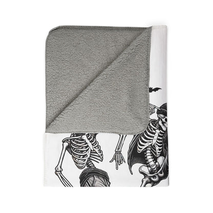 Skeleton Dance Sherpa Blanket — Cozy Halloween Fleece Throw