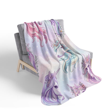 Magical Pastel Unicorn Fleece Sherpa Blanket