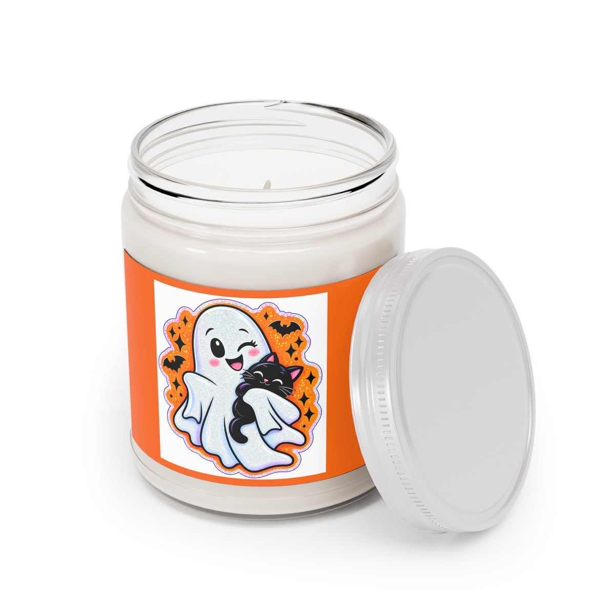 Halloween Ghost & Black Cat Scented Soy Candle — 9oz Jar