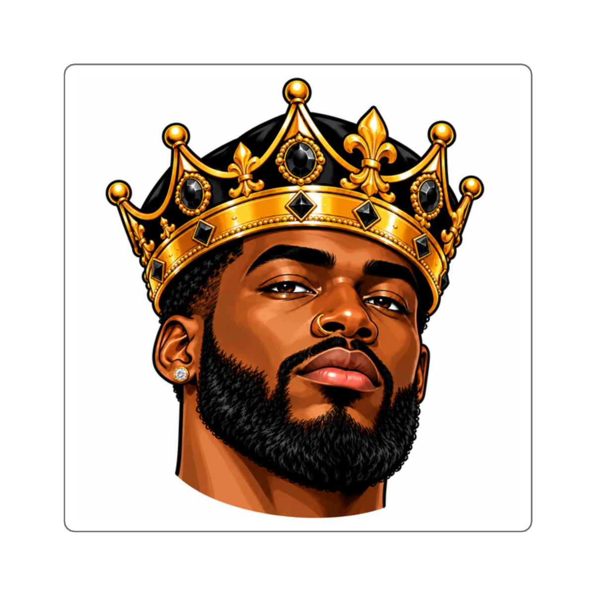 King with Crown Square Sticker — Afrocentric Black King Laptop Decal