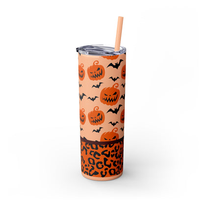 Pumpkins Bats Animal Print Skinny Tumbler