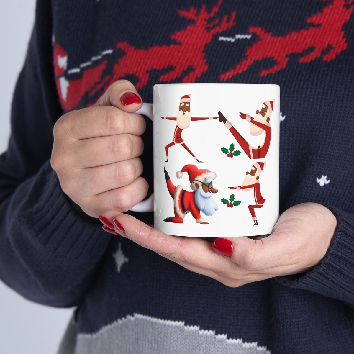 Black Santa Yoga Ceramic Mug