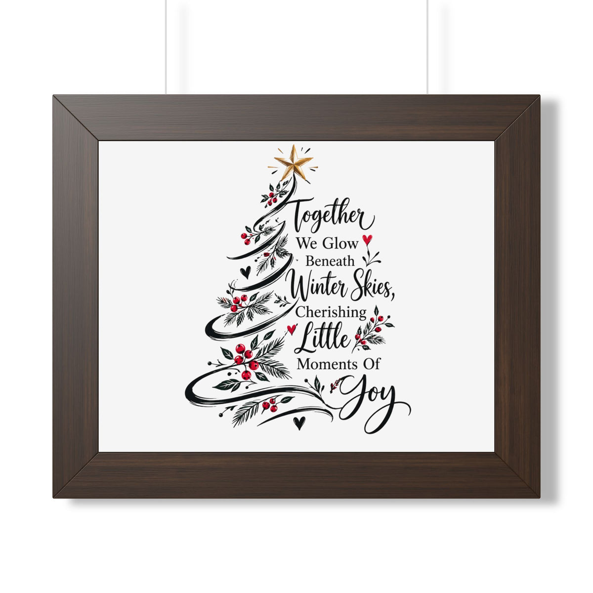 Christmas Tree Wall Art Poster - "Together We Glow Beneath Winter Skies, Cherishing Little Moments Of Joy"