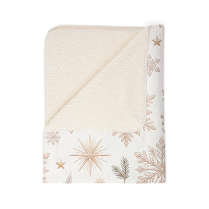 Fleece Sherpa Blanket — Rose Gold Snowflake Holiday Throw