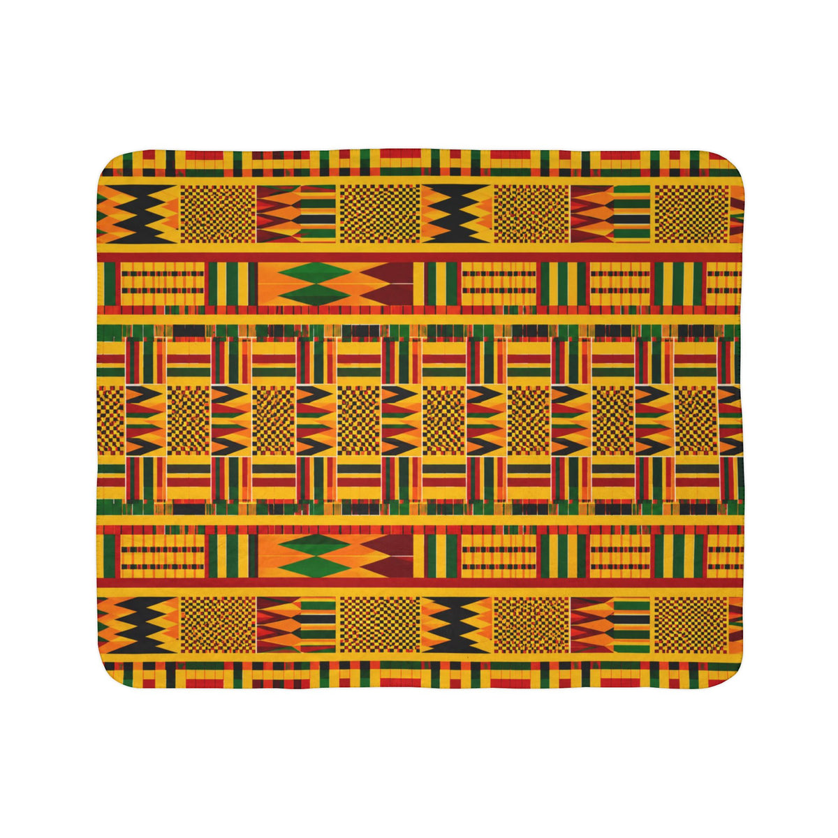 Fleece Sherpa Blanket with Vibrant African Kente-Inspired Geometric Pattern