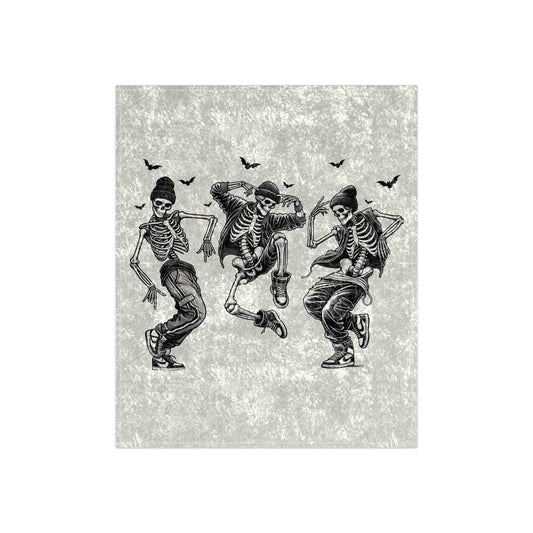 Dancing Skeletons Crushed Velvet Blanket — Gothic Halloween Throw