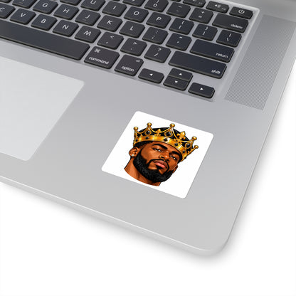 King with Crown Square Sticker — Afrocentric Black King Laptop Decal