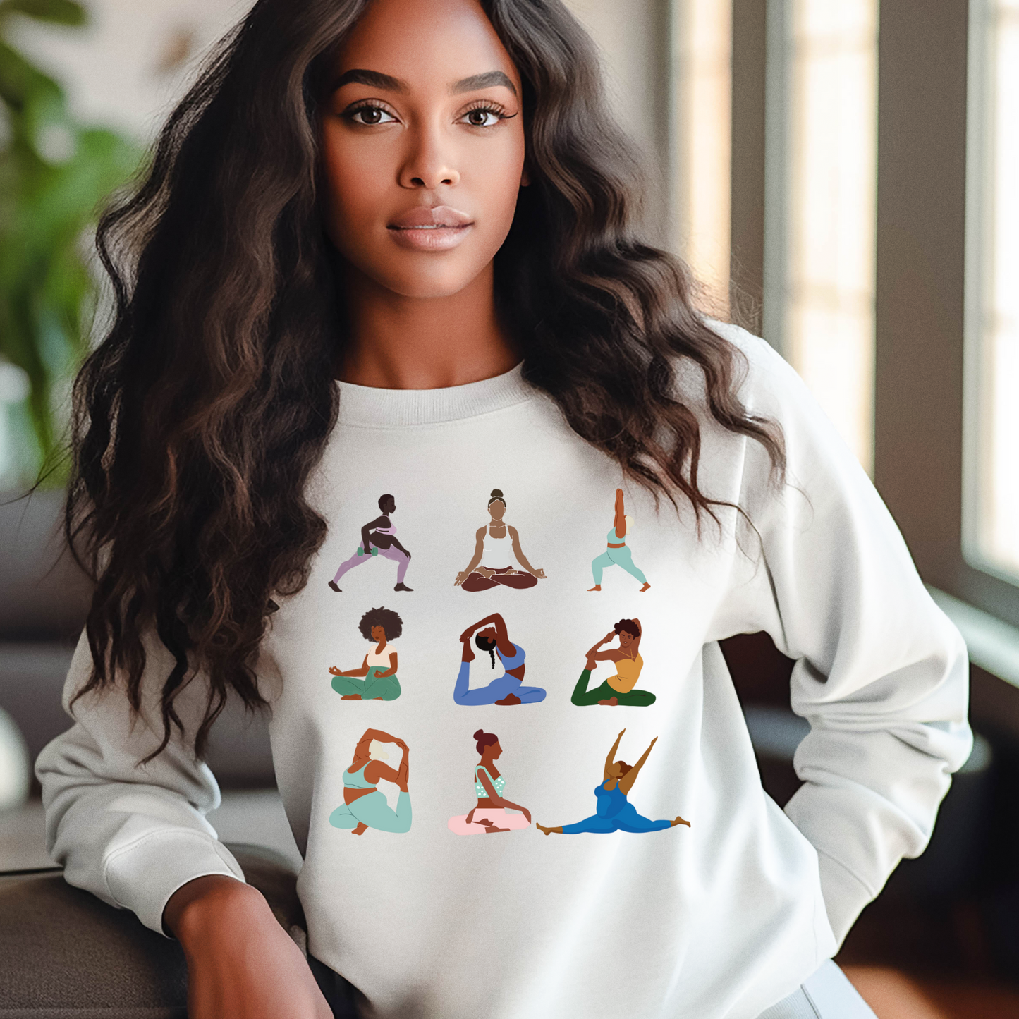 Black Woman Yoga Poses Sweatshirt