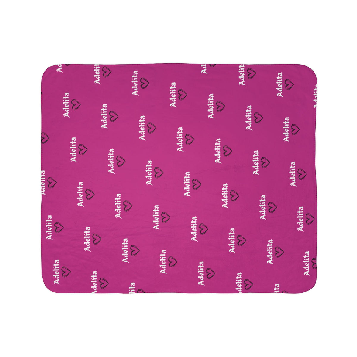 Personalized Name Sherpa Blanket — Custom 'Adelita' Pattern in Hot Pink