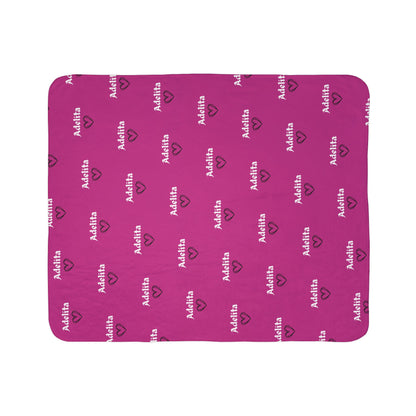 Personalized Name Sherpa Blanket — Custom 'Adelita' Pattern in Hot Pink