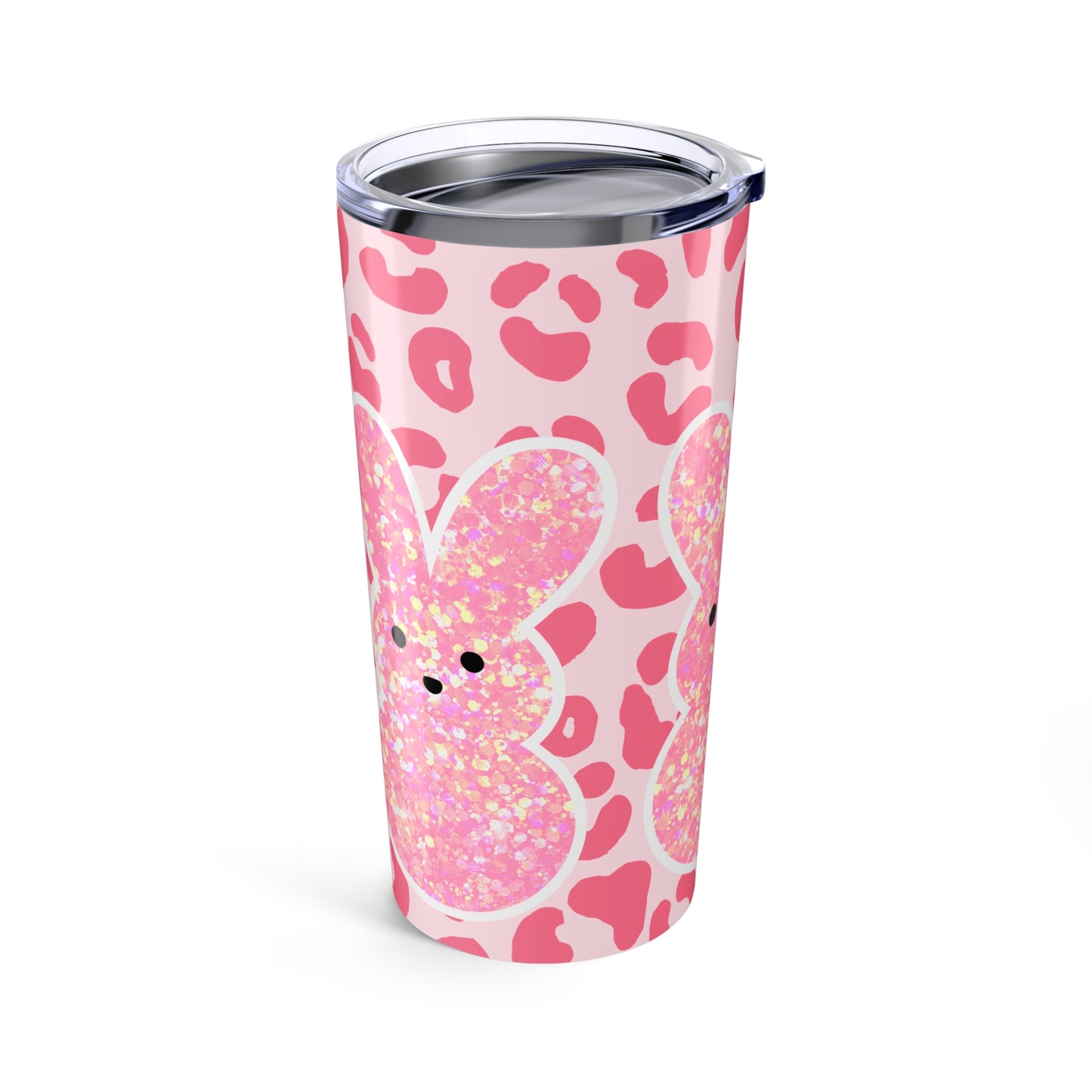 Cute Pink Glitter Bunny Tumbler - 20oz Insulated Drink Cup for Easter & Spring Celebrations