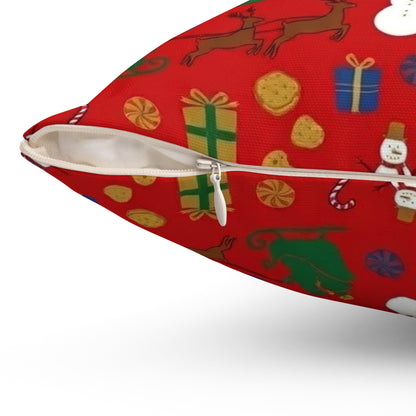 Christmas Reindeer & Santa Square Pillow