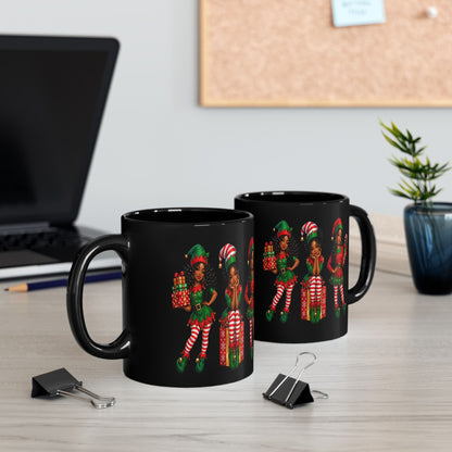 Christmas Elf Girls Black Mug